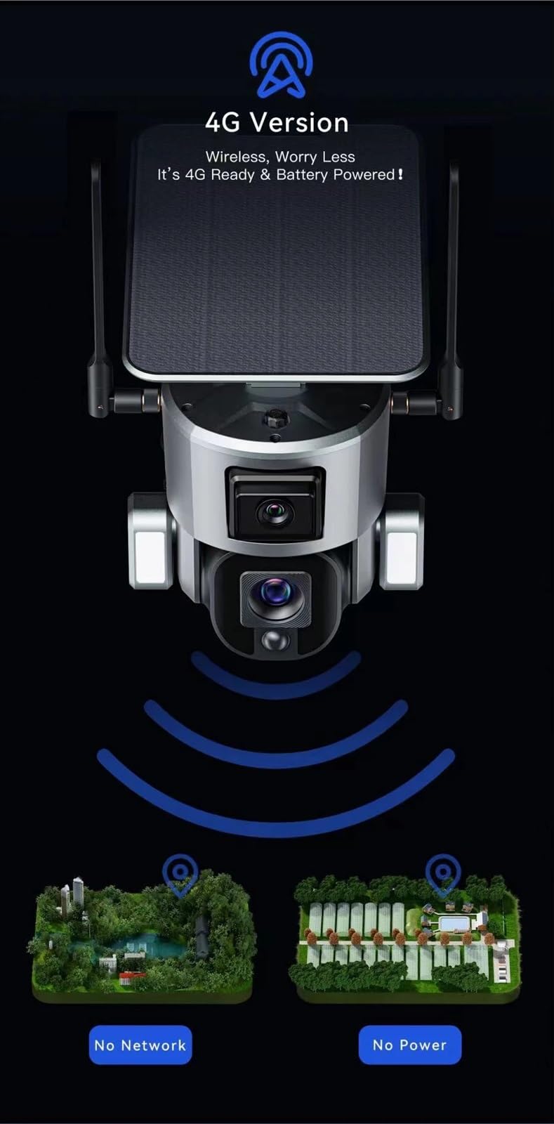 Kamera bezpieczeństwa zewnętrzna, Kamera słoneczna 4G/Wifi 4K HD 10-krotny zoom Kamera telewizji przemysłowej Bezpieczeństwo Kamera zewnętrzna AI Humanoidalne śledzenie IR Night Vision PTZ IP Camera S
