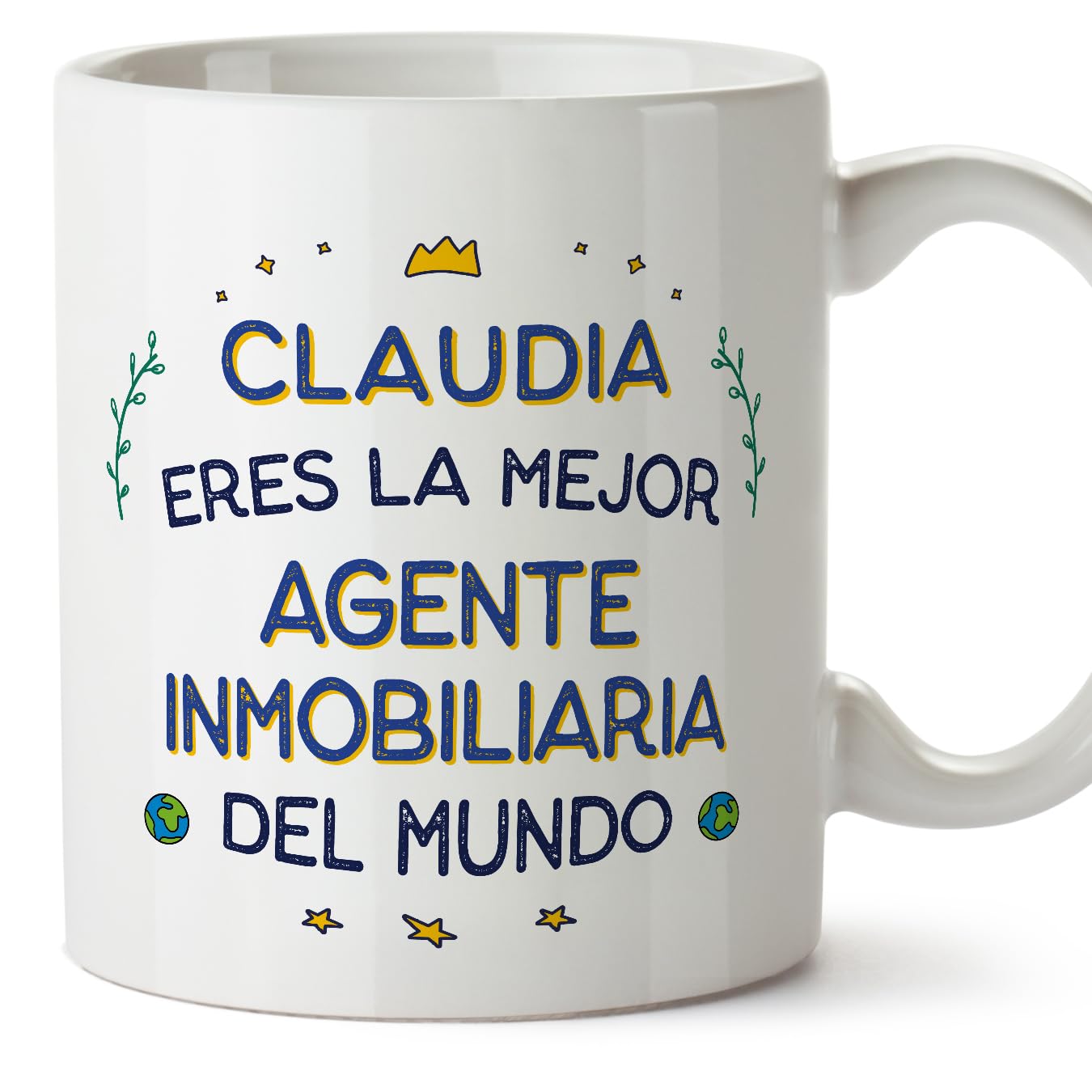 MUGFFINS Personalised Mug for Real Estate Agent Woman - in Spanish - Mejor del Mundo - Funny Custom Gift for Colleagues - Ceramic 11oz Mug
