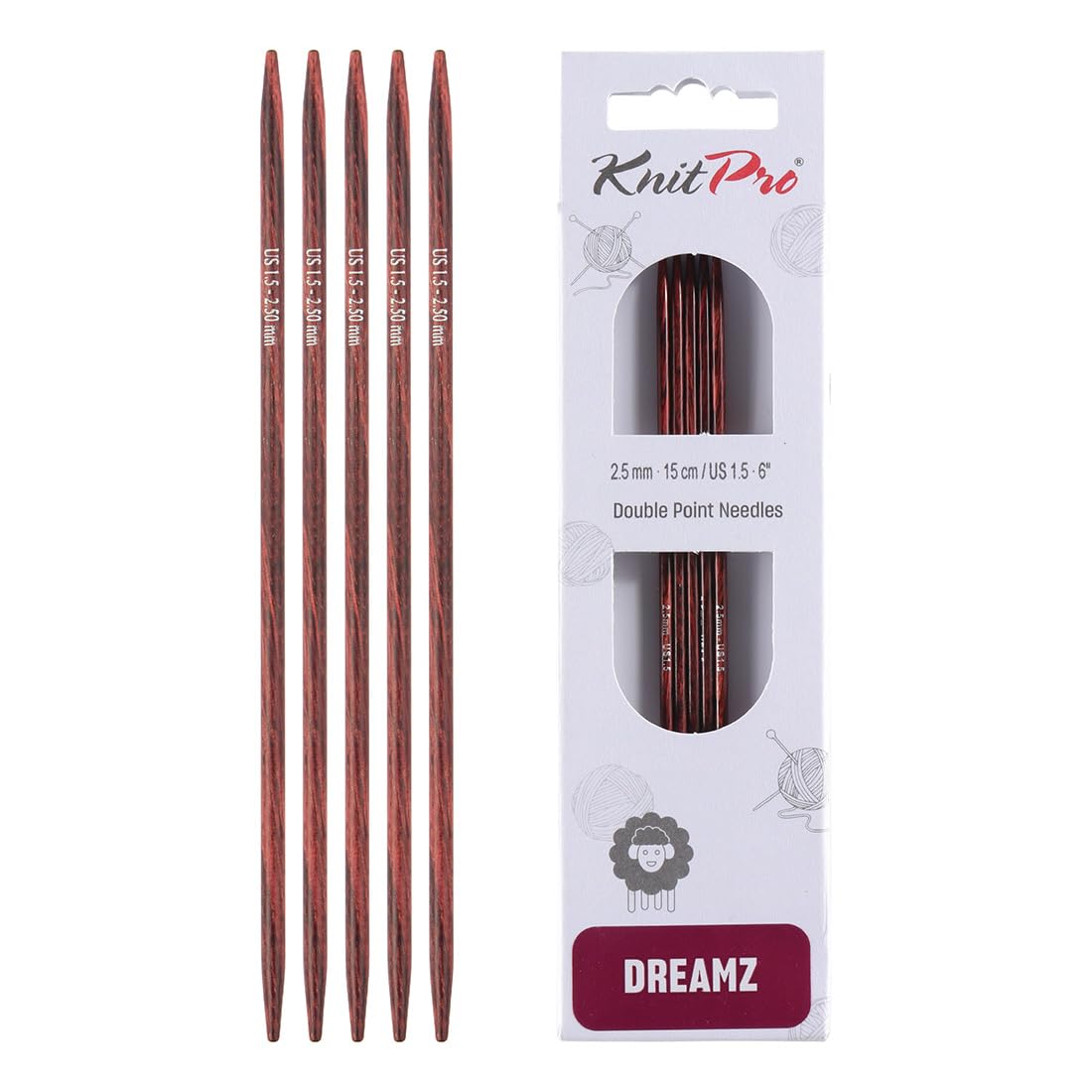 KnitPro Dreamz Double Pointed Needles 6" (15cm) | Size 2.50mm