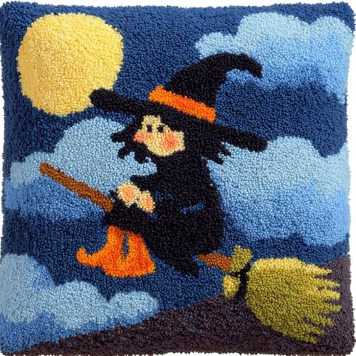 Cojín de gancho de pestillo de Bruja de Halloween de 43x43cm para decorar tu salón