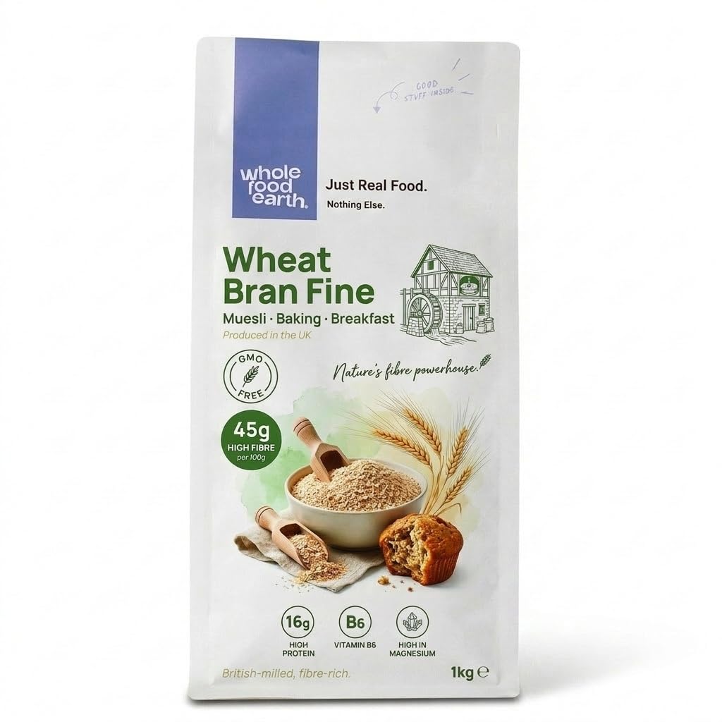 Wholefood Fine Wheat Bran 1kg High Fibre Protein Vegan GMO Free Natural B