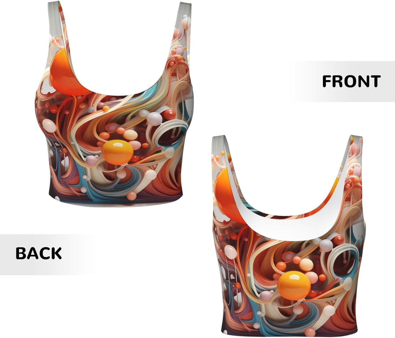 Women's Sports Vest 3D Colorful Swirls and Balls Printing Soft, Comfortable, Lightweight, and Breathable