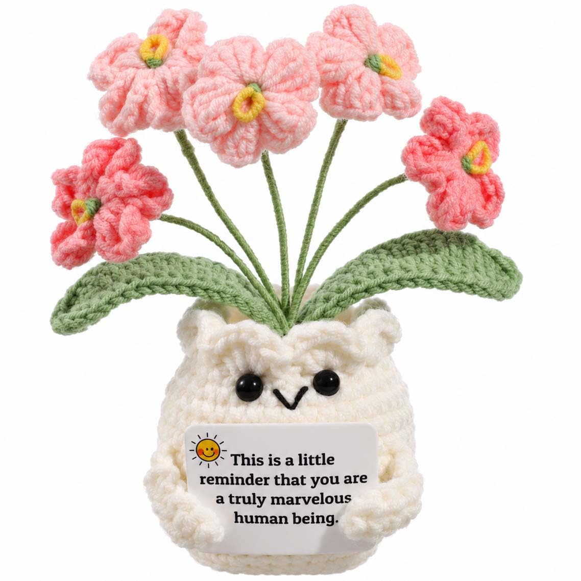 Crochet Forget Me Not Flower Pot, Inspirational &amp; Unique Gifts for Women