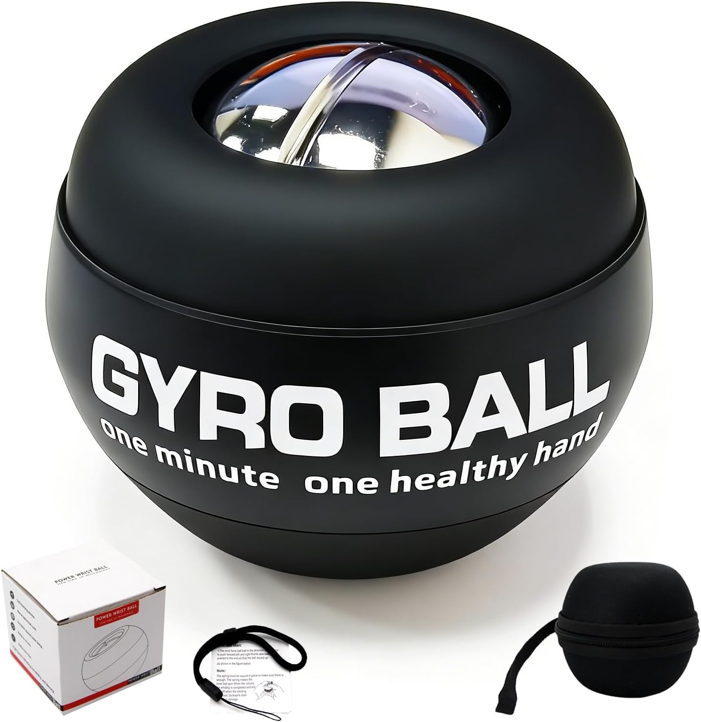 EXBEPE All-Metal Torque Gyro Ball,Weighted Power Hand Wrist Forearm Trainer and Strengthener for Exercise Joint and Muscle with Ball Bag