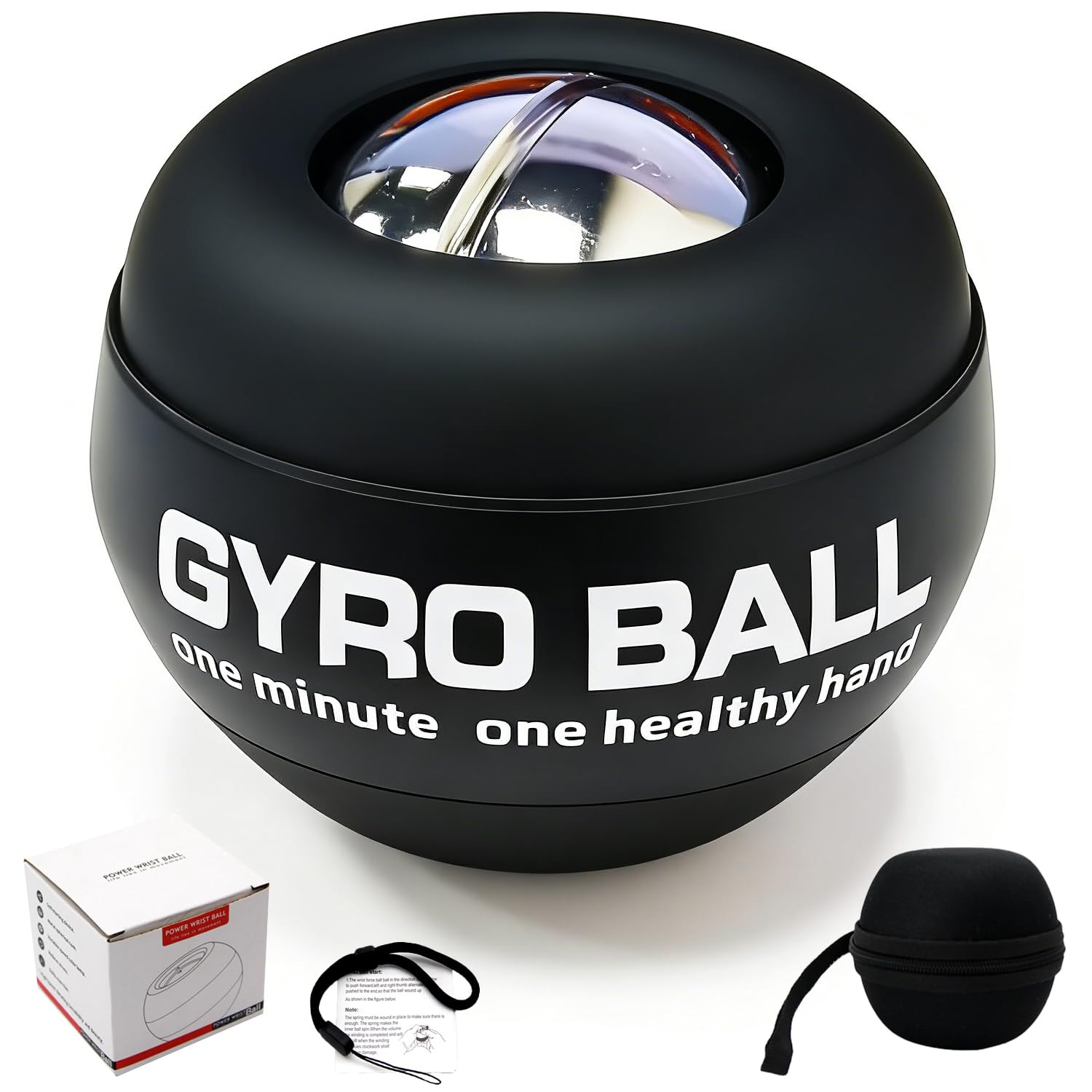 EXBEPE All-Metal Torque Gyro Ball,Weighted Power Hand Wrist Forearm Trainer and Strengthener for Exercise Joint and Muscle with Ball Bag