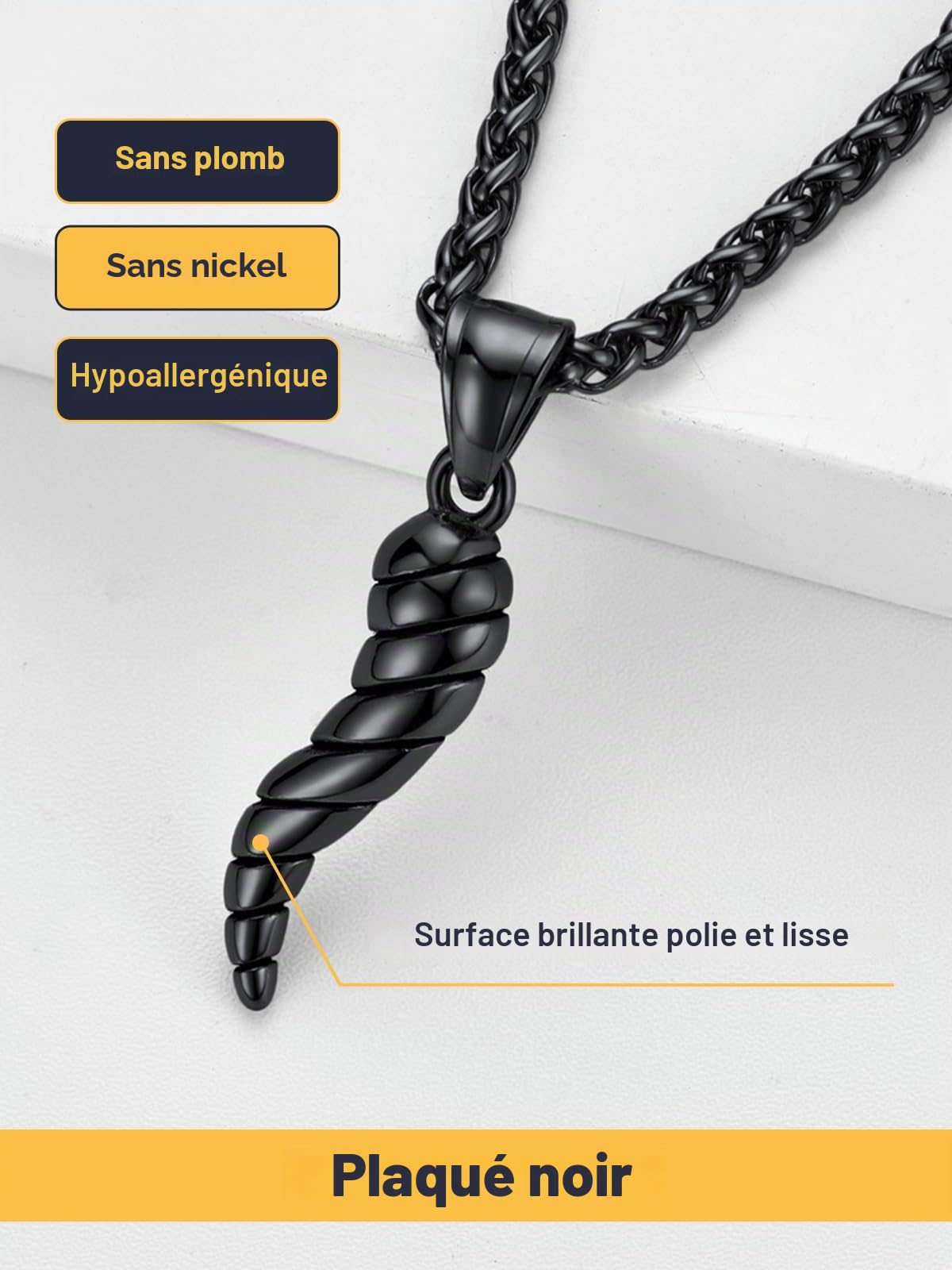U7 Corne Italienne Piment 30/51mm Hauteur Collier pour Homme Femme Pendentif Chaîne Ajustable de 45/50 + 5 cm Bijoux Acier Inoxydable