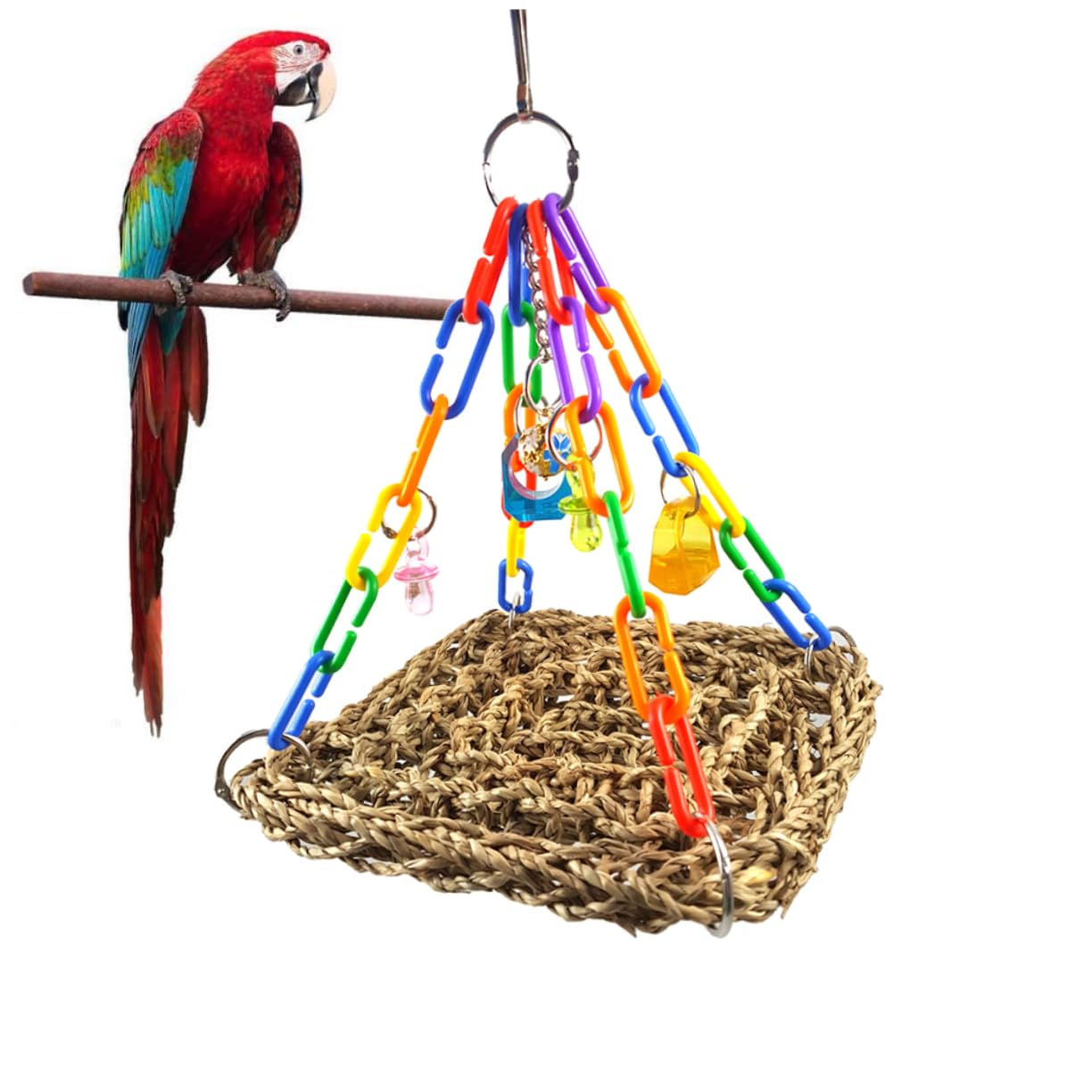DOITOOL 3pezzi Giochi Per Pappagalli Altalena e Amaca Per Uccelli Trespolo Da Arrampicata Per Pappagalli Di Piccole Giocattolo Da Rosicchiare Per Uccelli Domestici