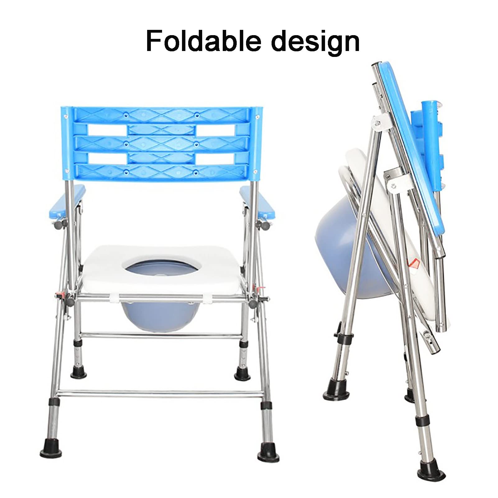 Składane krzesło komodowe, przenośne krzesło toaletowe z regulacją wysokości, antypoślizgowe krzesło prysznicowe dla osób starszych, niepełnosprawnych i ciężarnych - bezpieczna, wygodna alternatywa