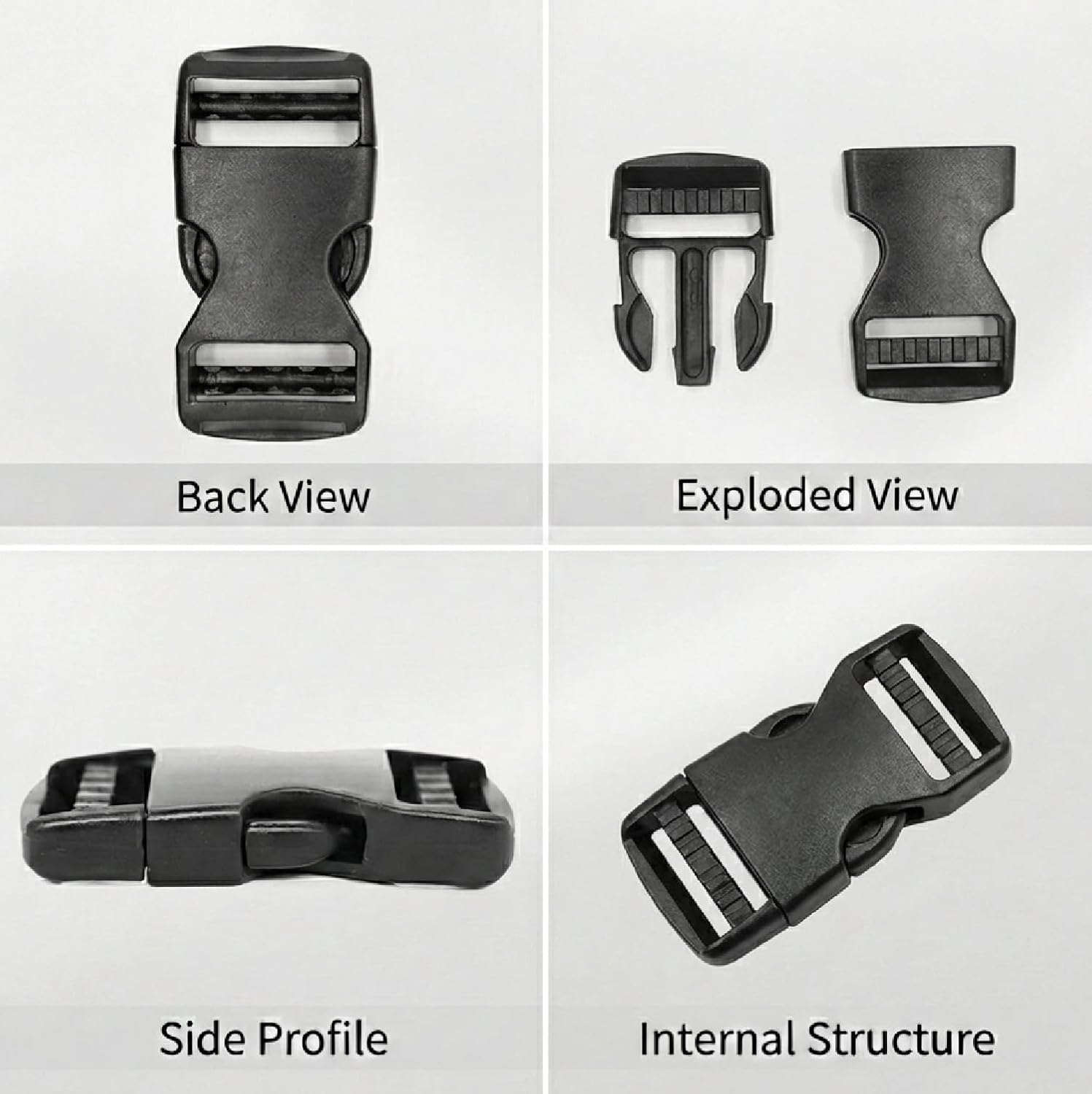 Quick Release Buckles 1 Inch - 10 Pairs Heavy Duty Nylon Side Release Buckle & Tri-Glide Slides for Backpack, Dog Collar, Luggage Straps (Black) - Image 3
