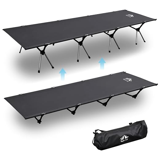 Night Cat Camping Cot Bed - Portable Folding Sleeping Cots for Adults 1-Person Outdoor Elevated Off-Ground Beds Easy Set-up Army Sleeping Bed 87"x28"