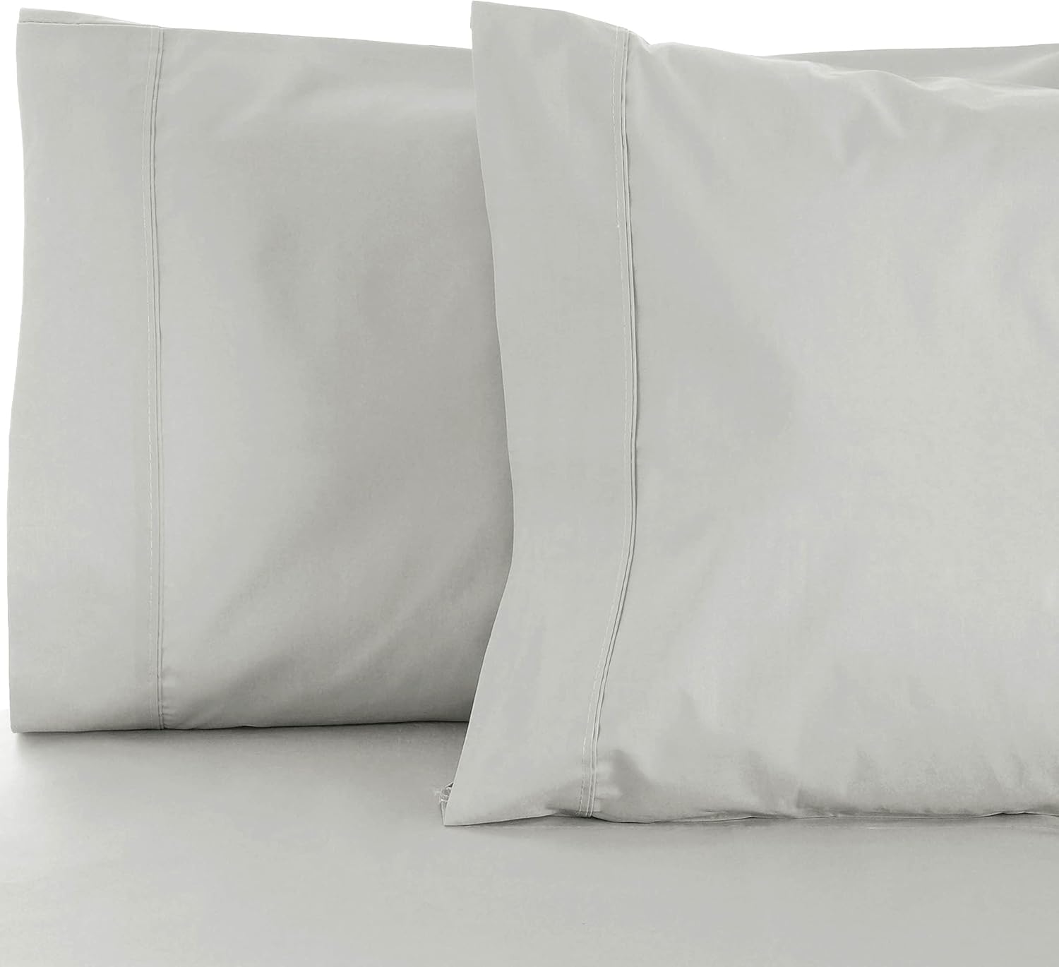 Superior Cotton Blend Solid Pillowcase Set, Pillow Protector Covers for Home or Dorm Room, Pack of 2, Extra Bedding Essentials, Soft Sateen Weave Finish, Standard, Platinum