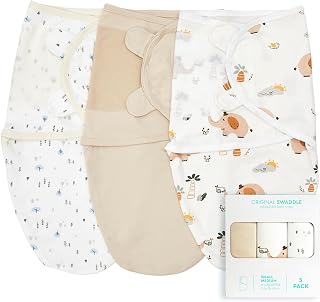 Wowelife Baby Swaddle Sleep Sacks, 3-Pack Swaddles for Newborns, Baby Swaddles 0-3 Months, 100% Cotton Swaddle Infant Blankets for Boy Baby Essentials for Newborn, Yellow