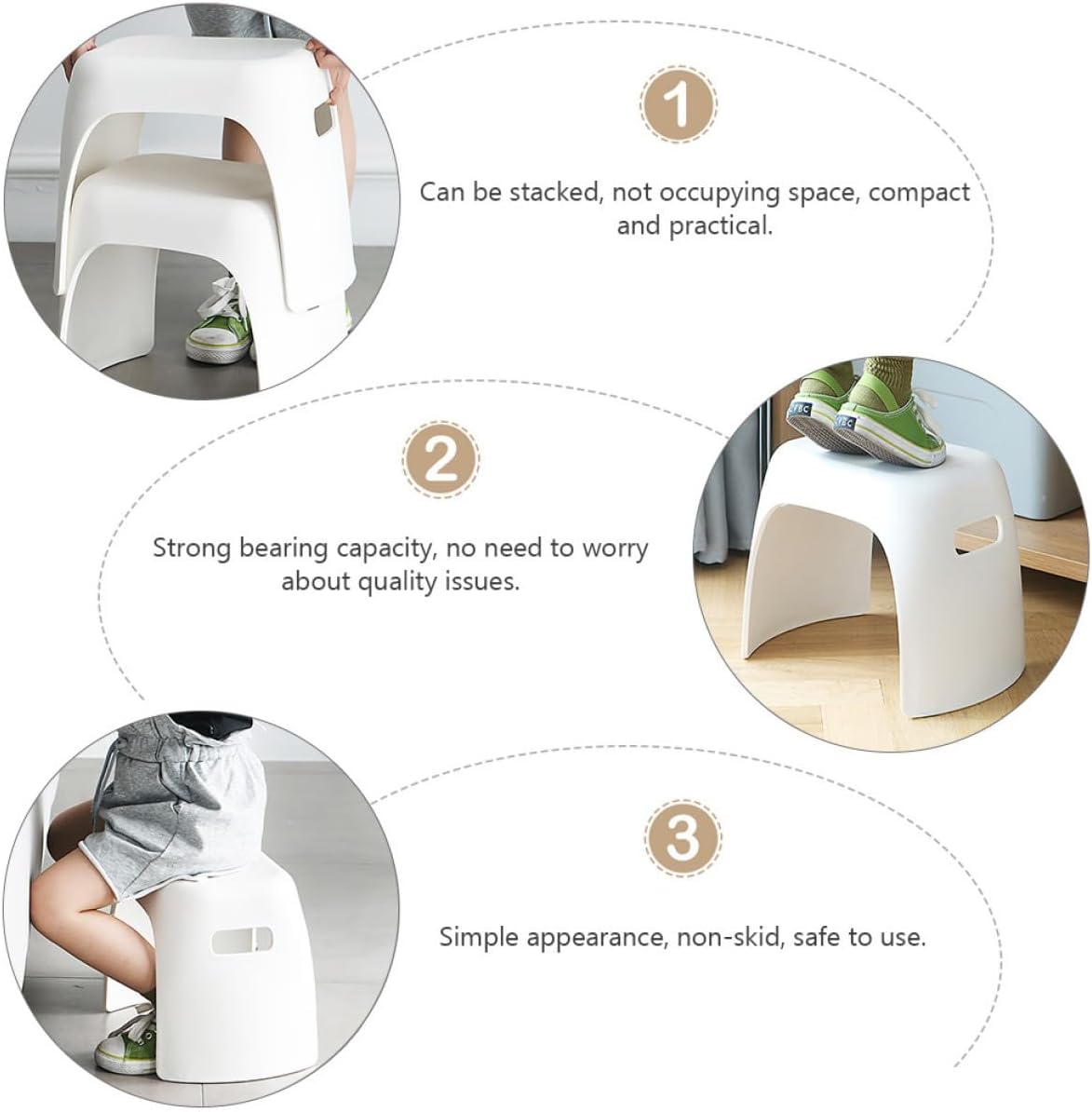Children Plastic Stool White PP Simple Home Kindergarten Seat