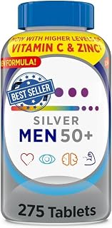 Silver Men 50 Plus 275 Tablets - Complete Daily Multivitamin Supplement, for Men and Senior Adults – High Potency Vitamins & Minerals for Men's Health Over 50
