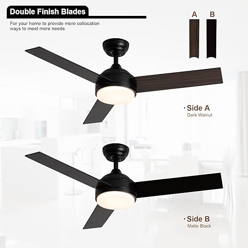 Miniatura 7 de Ventiladores de techo inteligentes con luces y control remoto, ventilador de techo Alexa de 42 pulgadas con luz, silencioso reversible, regulable