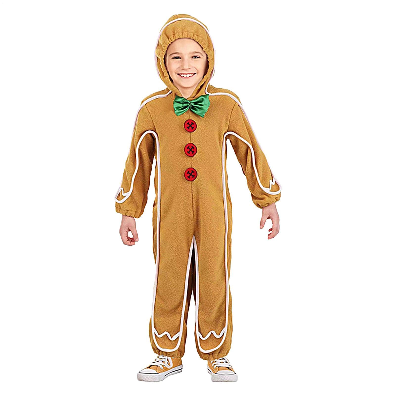 Costume Biscotto Di Zenzero (Gingerbread) Per Bambino – Tuta Morbida Di Poliestere Per Natale, Taglia XS (3-4 Anni)