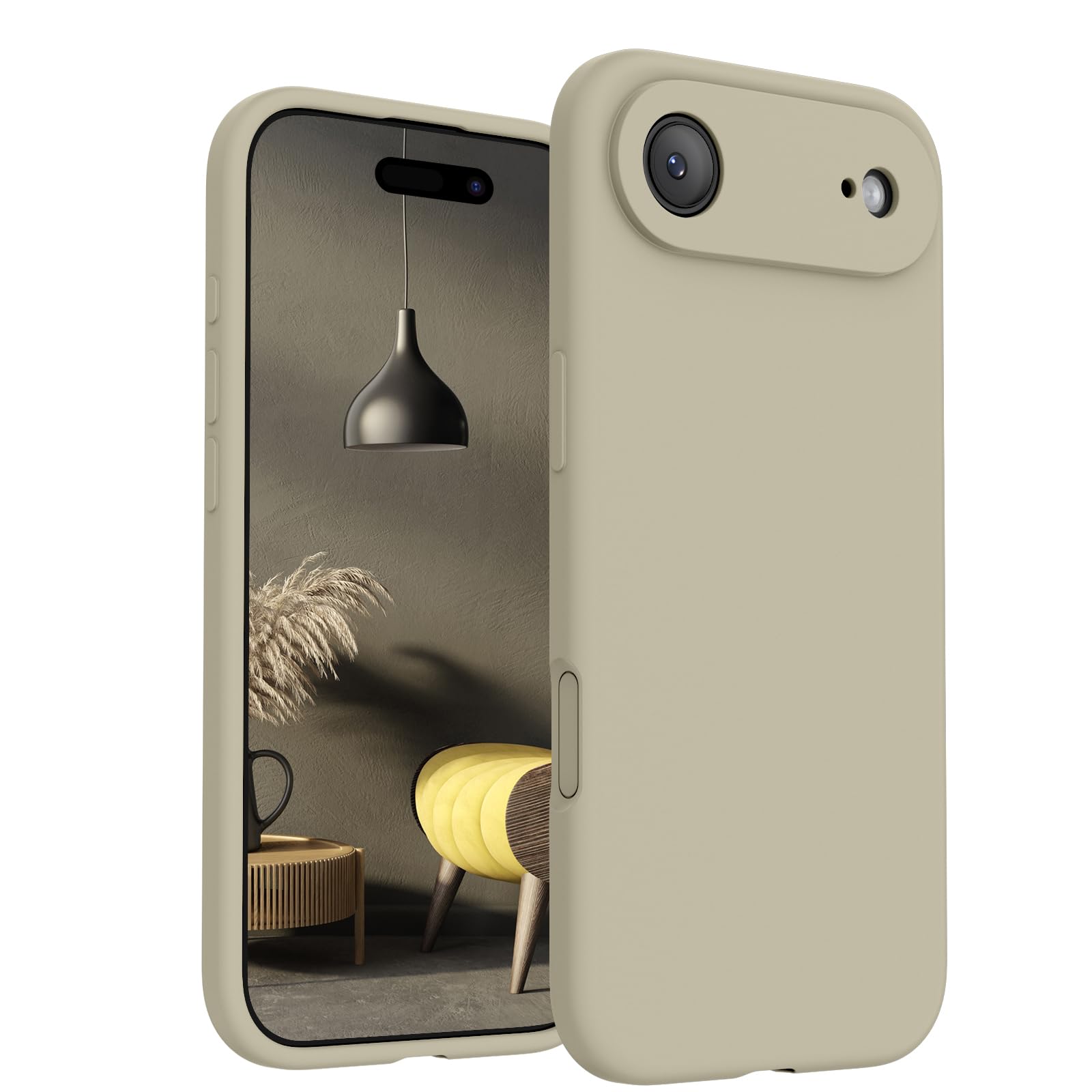 FireNova Funda magnética para Air 2025, compatible con MagSafe, botón de control de cámara de silicona integrado, protección de la cámara, forro de microfibra antiarañazos, 6.6 pulgadas, caqui