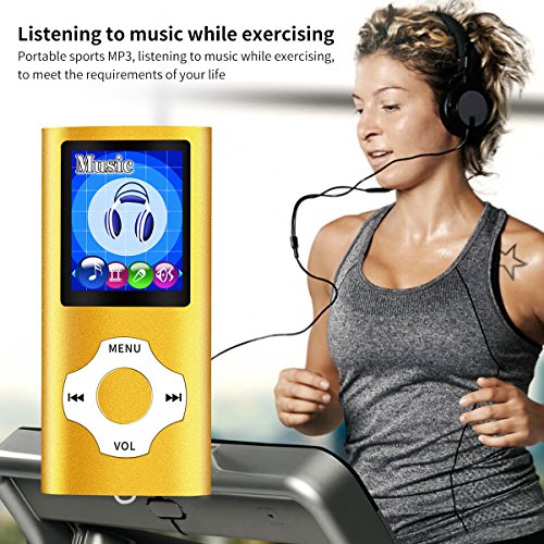 Mymahdi MP3/MP4 Portable Player, 1.8 Inch LCD Screen and Card Slot,Max Support 64GB TF Card, Gold