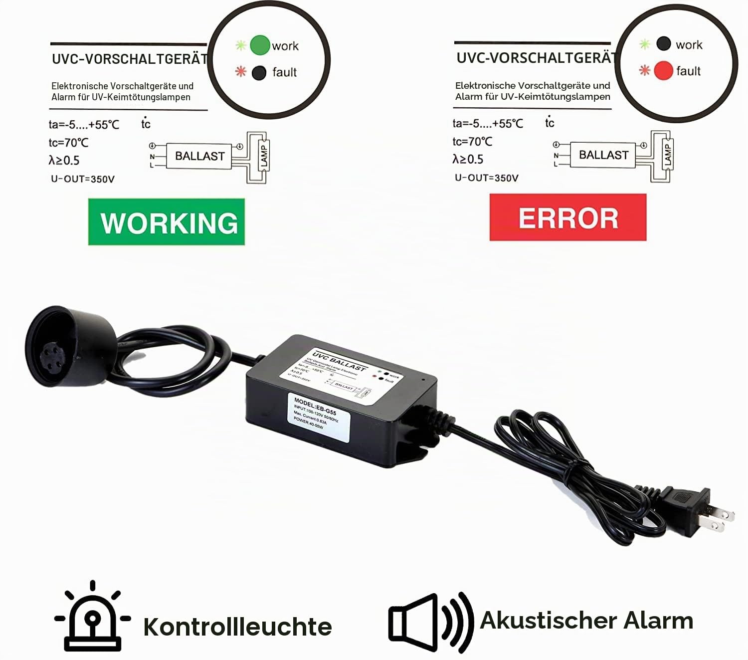 UV-Sterilisator-Lampe, 16 Watt, 6 l/min, für Filteranlagen und Umkehrosmose
