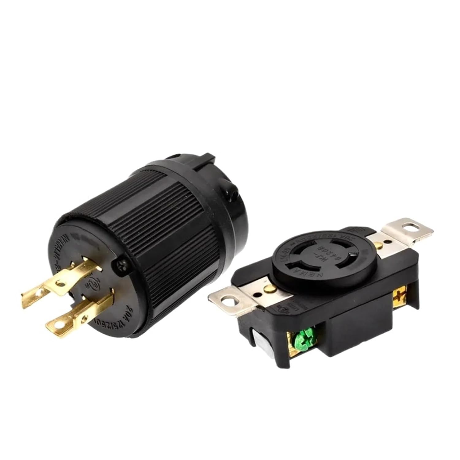 L14-20R and L14-20P Generator Twist Lock Adapter Male and Female Receptacles, 20 Amp 125/250 Volt 3 Pole 4 Pin Industrial(NEMA 14-20P)