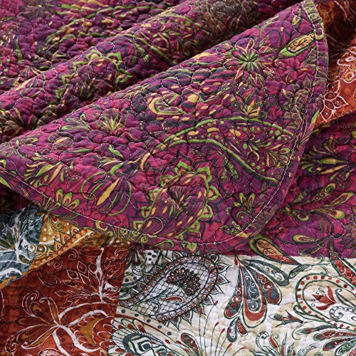 Barefoot Bungalow Paisley Slumber Quilted Cotton Throw Blanket, Spice #TOP2