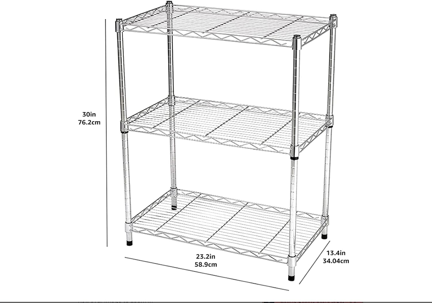 3-Shelf Adjustable, Heavy Duty Storage Shelving Unit (350 lbs Loading Capacity per Shelf), Steel Organizer Wire Rack (Chrome) : Tools & Home Improvement