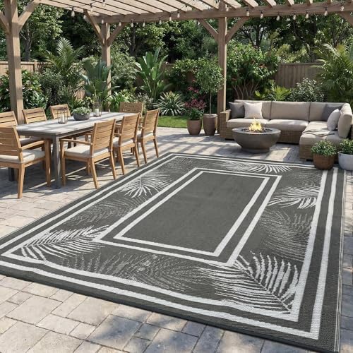 Garvee 8x10 Outdoor Rug Waterproof Plastic Straw Rug Outdoor Patio Rugs Reversible Mat Easy Clean Foldable Lightweight Large Area Rugs for Patio Porch
