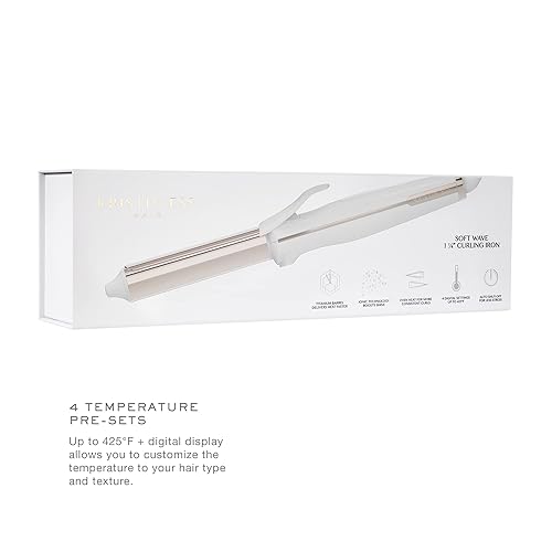 Miniatura 4 de Kristin Ess Rizador de titanio para cabello de 1 14 pulgadas para ondas de playa + rizos para cabello medio y largo, suavizado + control de