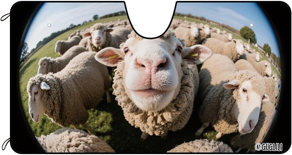 Front Windshield Sunshade UV Ray Reflector for Car Truck SUV Sheep Looking into The Camera Pattern Blocks Heat and Sun Keep Vehicle Cool 51 x 26.8 Inch Style 2