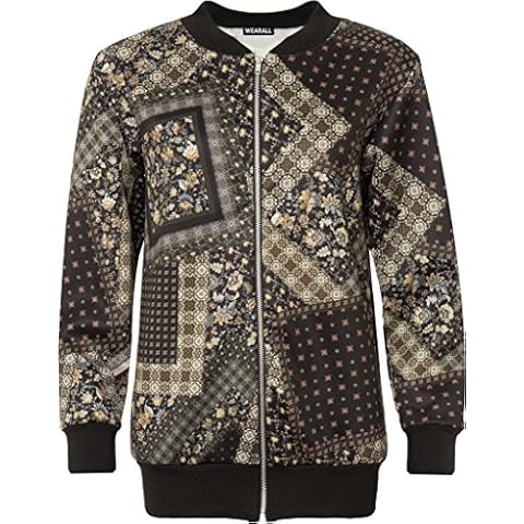 High Street Fashion® Womens Plus Size Printed Bomber Jacket Long Sleeve Zip Coat Size 14-28 Cover