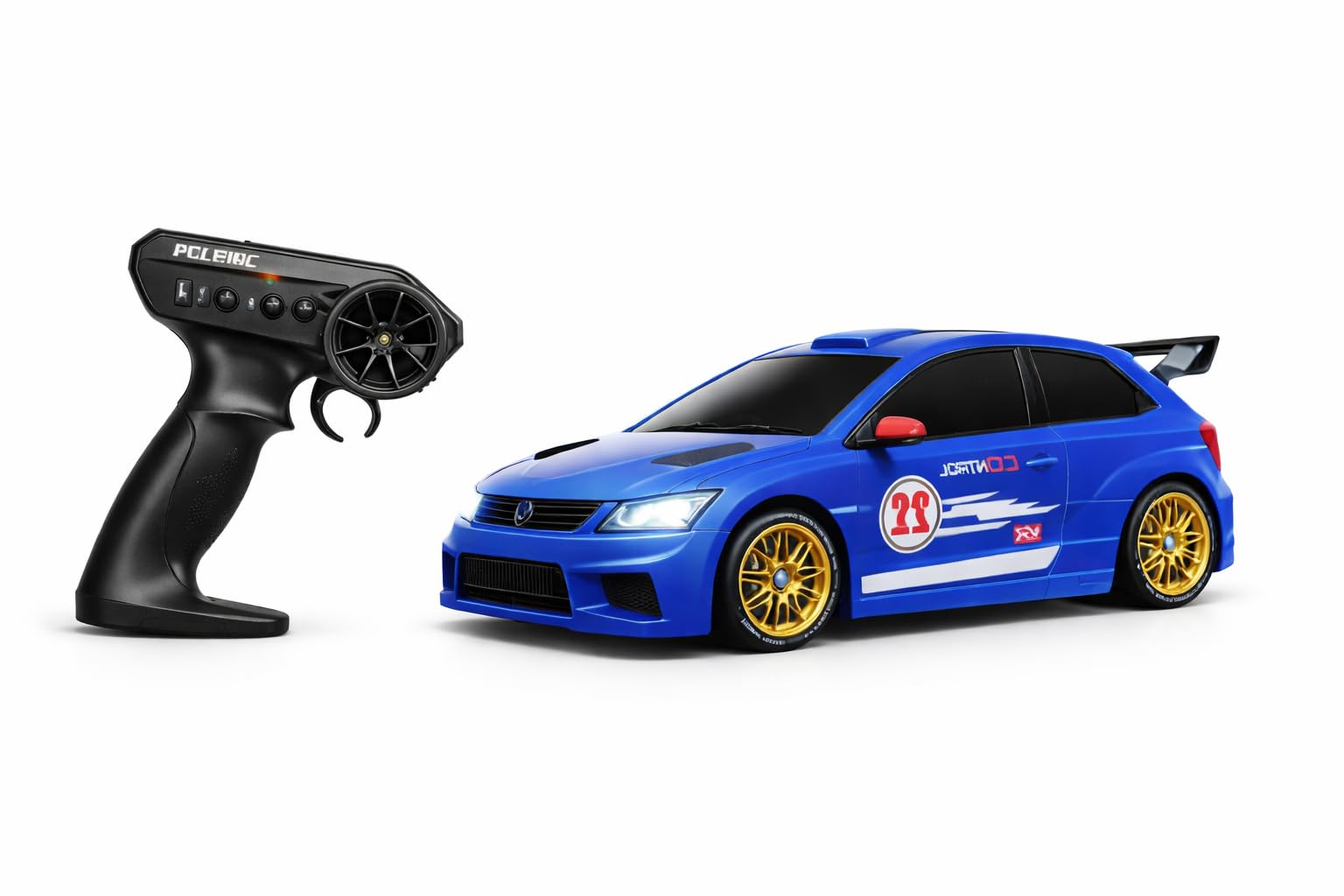 Cojuz High Speed Drift Racing Car Toy with Pistol Grip Controller, Rechargeable Battery Powered Sports Car, LED Lights, Indoor Outdoor Play Vehicle for Kids Boys Girls