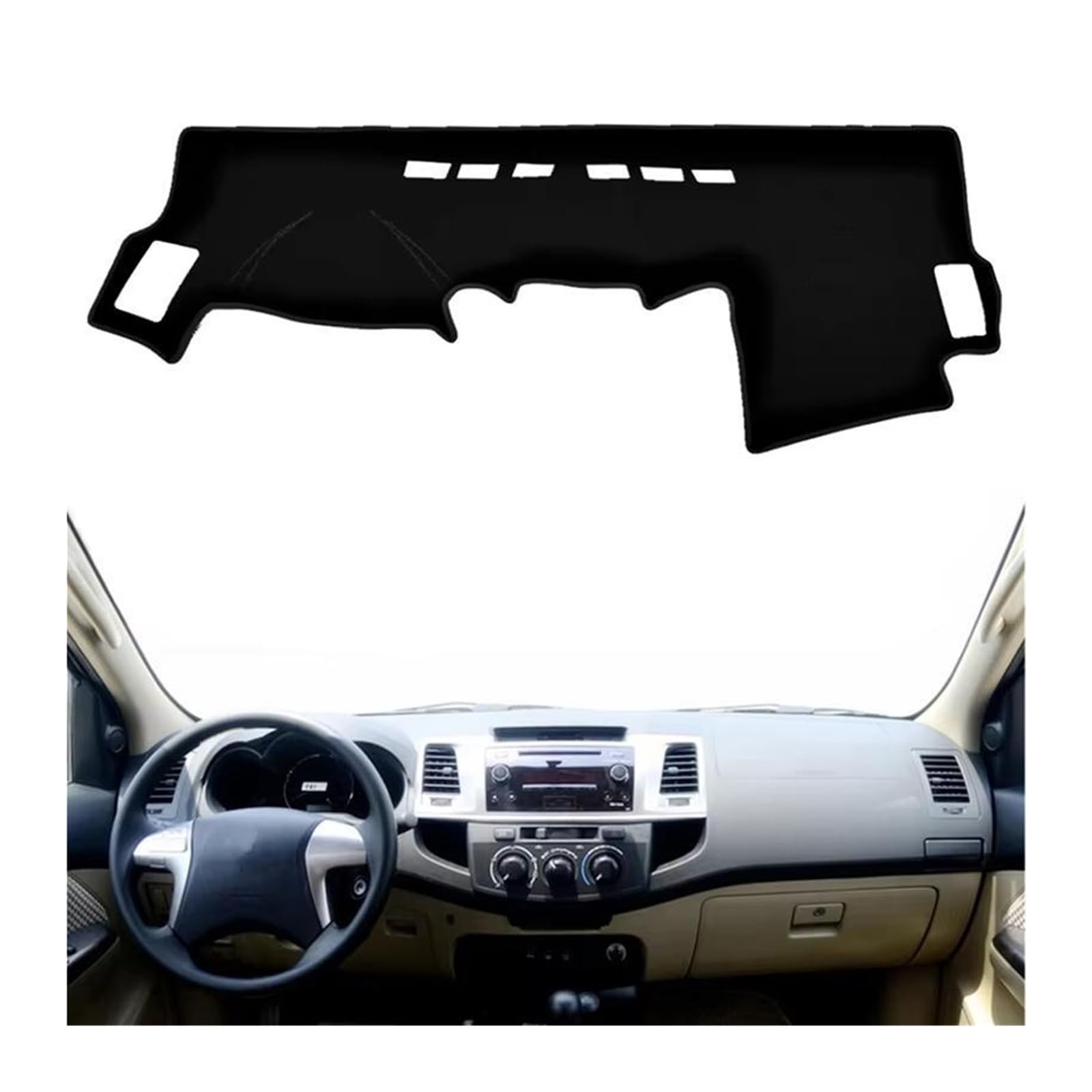 Interiores Fundas Salpicadero para Toyota para Hilux SW4 para Fortuner 2005-2015 Cubierta Protectora para Tablero Automóvil Alfombrilla Parasol Accesorios(Black(Red Edge) LHD)