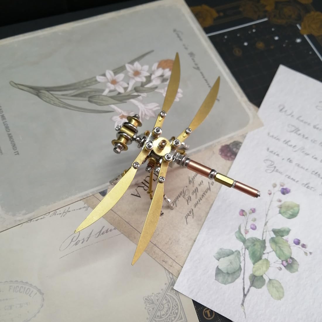 3D Insects Damselfly Metal Puzzle Craft Art Kits, 3D Metal Jigsaw Puzzle Toy, DIY Steampunk Metal Insect Assembly Model, Create Your Unique Ornament, Static Version - 3.14 x 4.72 x 1.37 Inchs -100+PCS