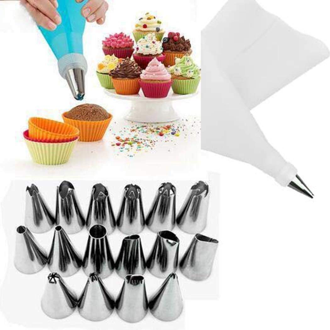 ICDOT18Pcs Baking Tool Stainless Steel Cream Forcing Icing Mounted Set Cake Sculpting & Modeling Tools (Color : White)