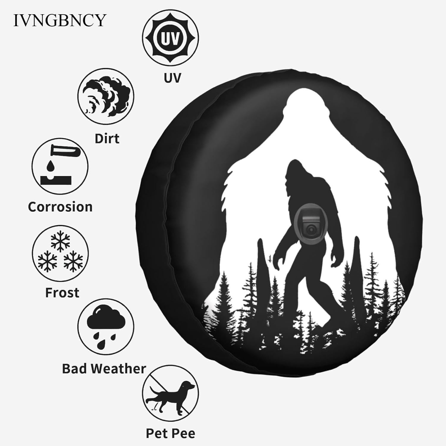 Camping Spare Tire Cover with Backup Camera Hole Universal Fit for Wrangler Rv SUV Truck Travel Trailer JL, Waterproof Dust-Proof Leather Wheel Protectors