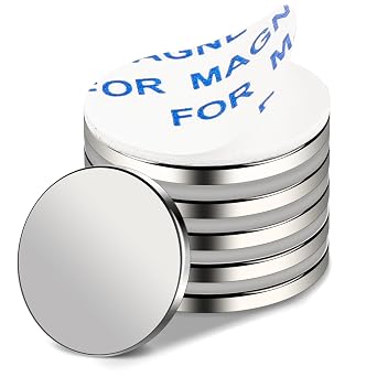 MIKEDE 6 Pack Strong Neodymium Magnets, Strong Magnet, Silver, 20 x 2mm | Round Permanent Rare Earth Magnets, Heavy Duty Magnet with Adhesive Backing for Fridge, DIY, Scientific, Craft, Office