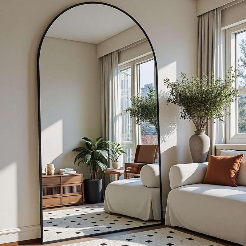 Image of OGCAU Arched Full Length Mirror 76 inchx34 inch Large Floor Full Body Mirror, Black