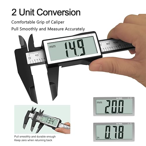 Miniatura 5 de Kynup Herramienta de medición de pinza, micrómetro exterior de calibrador digital con pantalla grande, herramienta de calibre de 6 pulgadas para