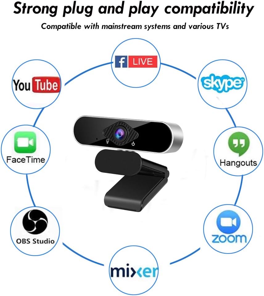 1080P Webcam, HD Webcam with Microphone USB Computer Camera with Wide Angle for Video Calling Conferencing Recording, Web Camera for Laptops, Desktop and Gaming