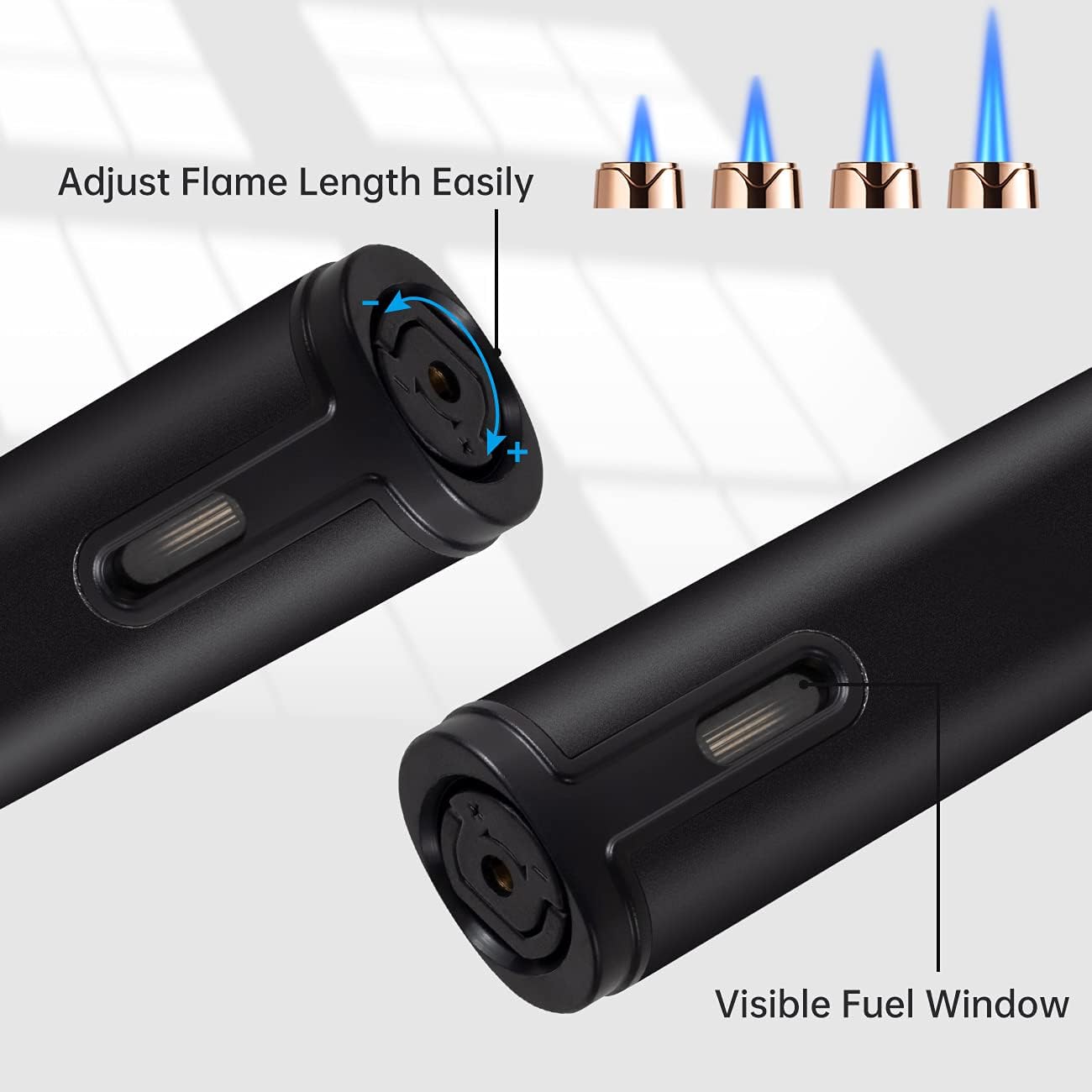Lighter Butane Lighter Torch Lighter Double Flame Lighter for Candle Kitchen Outdoor Multi-Function Lighter(No Butane Included) (Black)
