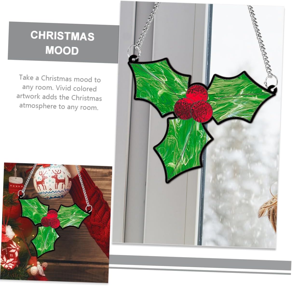 Green Acrylic Christmas Pendant Hanging Ornament for Window Door Decor
