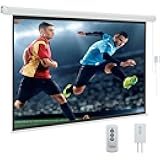 YODOLLA 84inch Motorized Projection Screen, 16:9 4K 3D HD Electric Projector Screen, Wall/Ceiling Mounted White Projection Screen with Two Remote Controls for Indoor & Outdoor Use