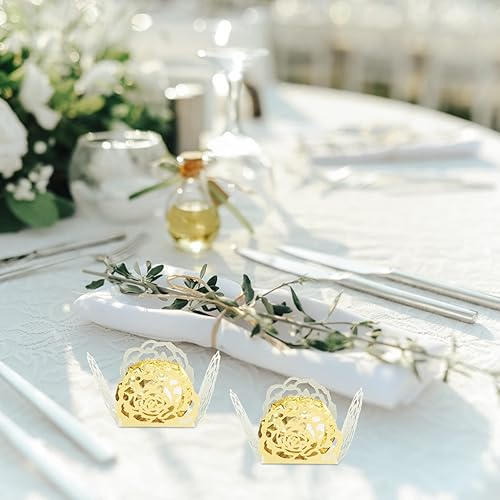 Miniatura 3 de NUOBESTY Papel de regalo blanco, 100 unidades de envoltorios de chocolate, tazas de dulces, tazas para hornear, envoltorios de trufas de boda, papel