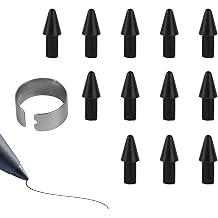 12pcs Replacement Tips Compatible with Remarkable Paper Pro Stylus, Nibs for Marker Plus & Marker Pen with Pen Clip High Precision Low Wear Smooth Writing Black