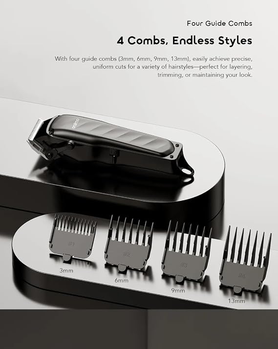 Oraimo Barber Clippers Cordless Hair for Men Cutting Kit Zero-Gap Blade | Super Powerful Motor, Adjustable to Zero Gap, Stainless Steel Blade, 150-Minute Runtime