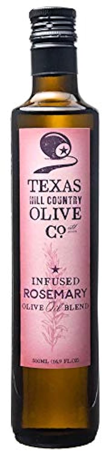 Texas Hill Country Olive Co Rosemary Infused Olive Oil - Cold Pressed Gourmet EVOO Olive Oil - Great for Dressing Dipping Marinade - No Artificial Flavors or Added Sugar - Made in Texas (16.9 oz)