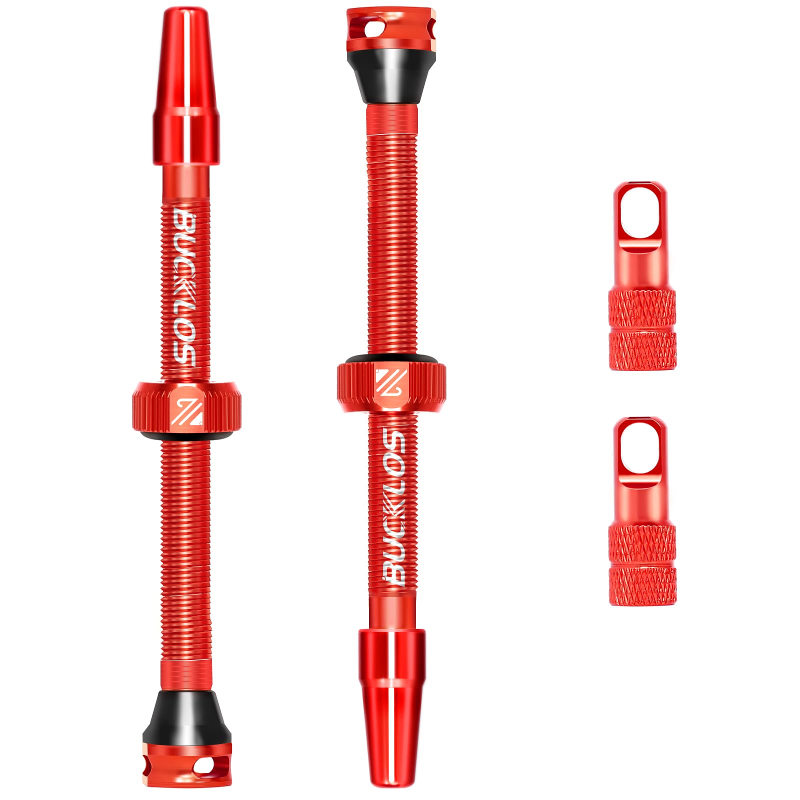 BUCKLOS Tubeless Presta Valve Stem 40/44/55/60/65/80/100 mm, Valve Stem Kit with Valve Core Removal Tool for Road Bike/Mountain Bike/MTB, Fit Most Bicycle Rims, Super Light Durable Aluminum Stem Red โ image 1