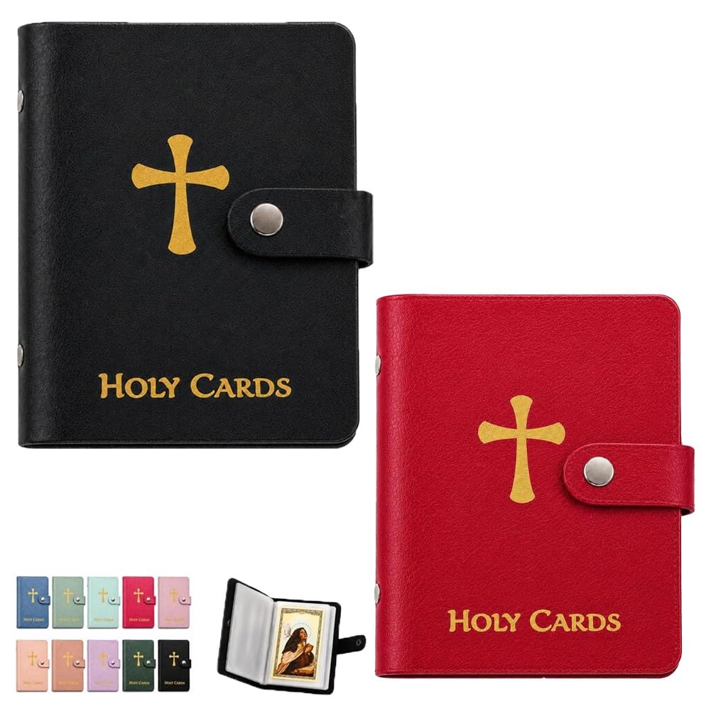 Portatarjetas De Oración, Libro Católico Piel Sintética, Organizador Sagrado Con Cierre a Presión, Estuche Transporte Para Tarjetas Funerarias Religiosas álbum Recuerdos Capacidad 40(Mix2f)