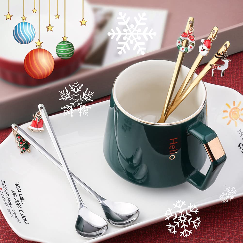 6 Pezzi Cucchiaio di Natale con Confezione Cucchiaio da caffè