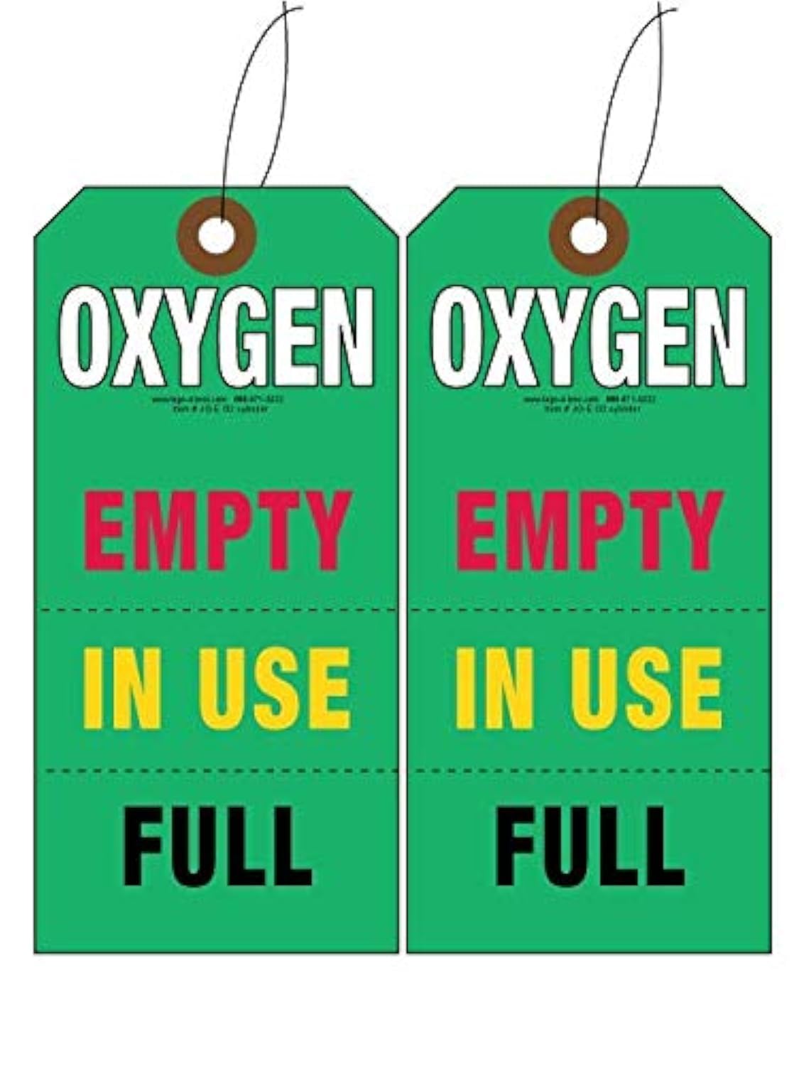 Tags 4 LessTags 4 Less - (Empty/Full/Status) Cylinder Tag - Thick Cardboard, Elastic String 3/4" x 5 3/4" Perforated - (50 per Pack)